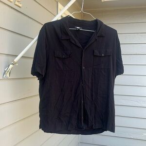 PAIGE Earl shirt black short sleeve button up rolled cuff shirt
